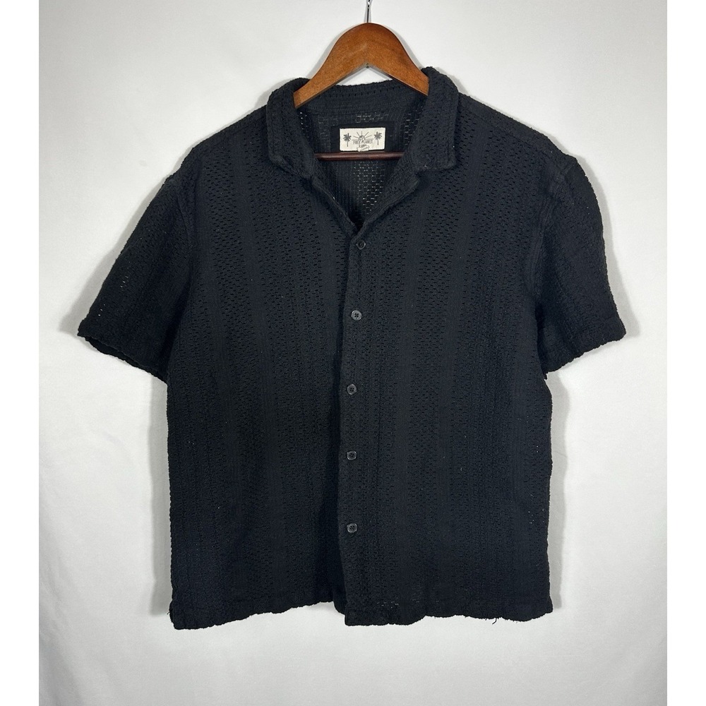 Free Planet Women's Gauzy Button Down Top Size XL Boxy Semi Crop 100% Cotton